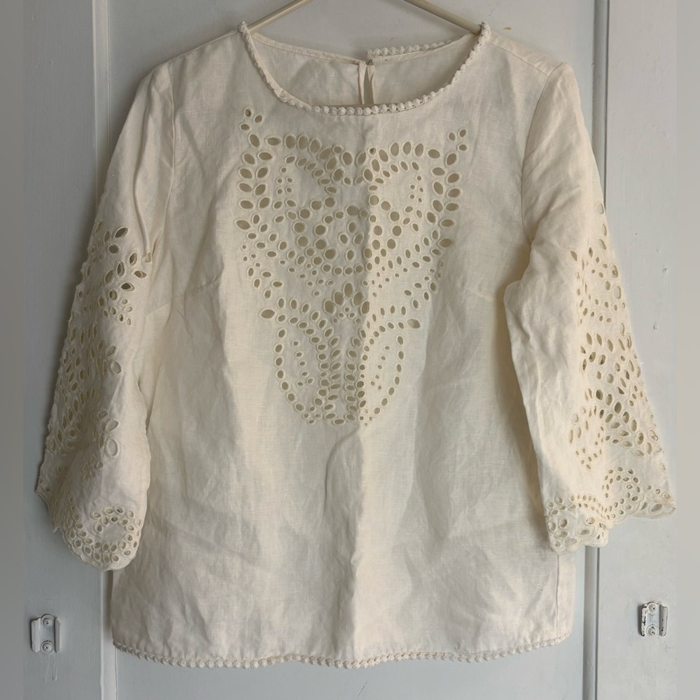 Joie Comosus' Eyelet 100% Linen Blouse Size Medium